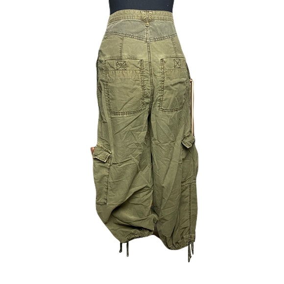 Free People Olive Green Fly Away Parachute Pants Balloon Harem Women’s 0 - Picture 2 of 10